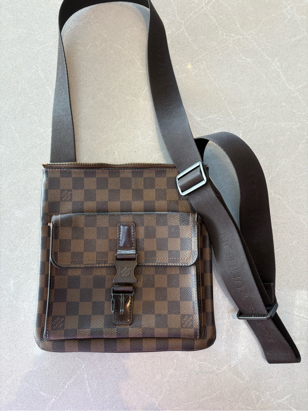Louis Vuitton Brown Damier Ebene Messenger Bag with Dark Brown Strap